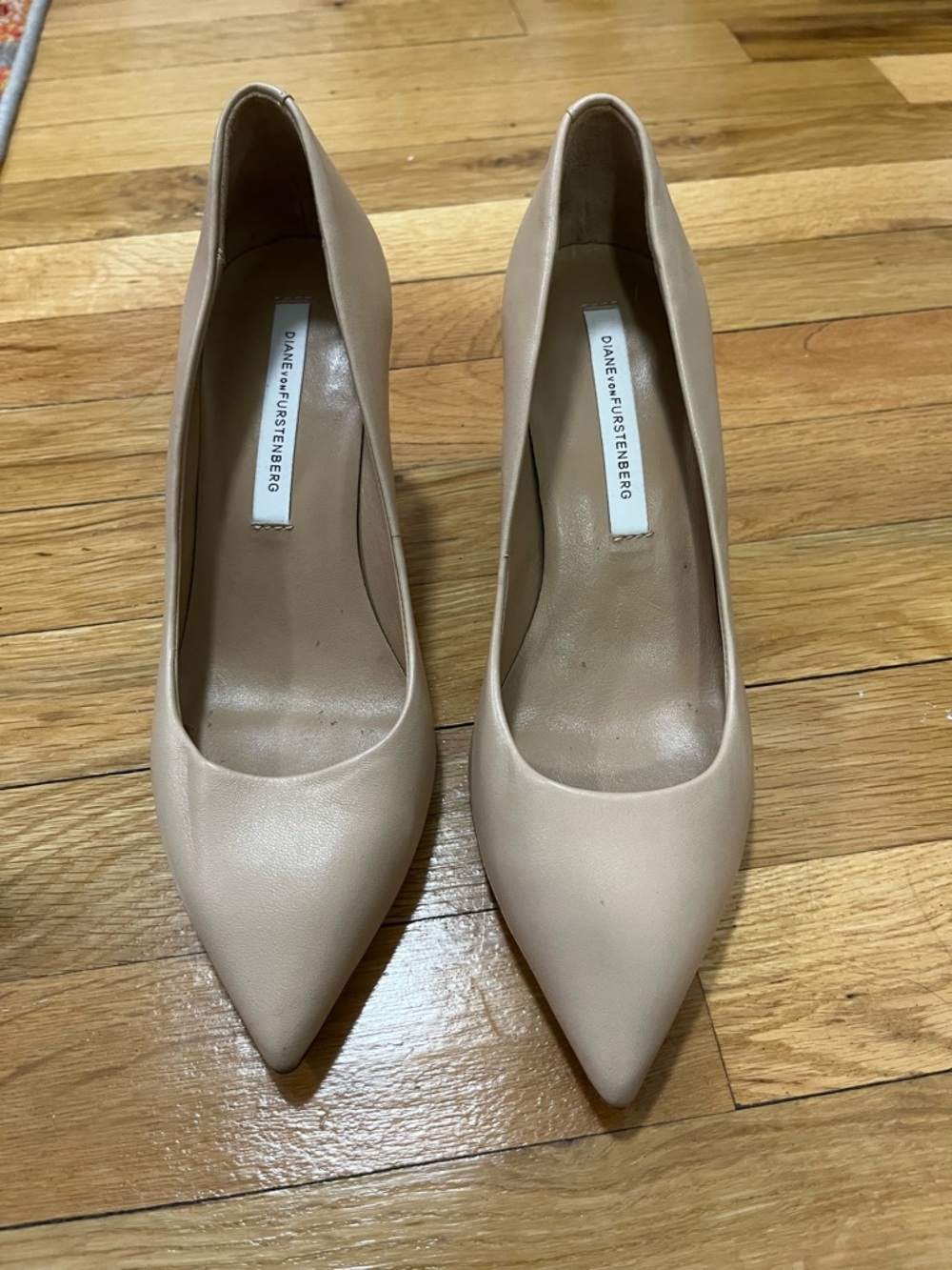 Diane Von Furstenberg Blush Nude Pointed-Toe Leather Pumps